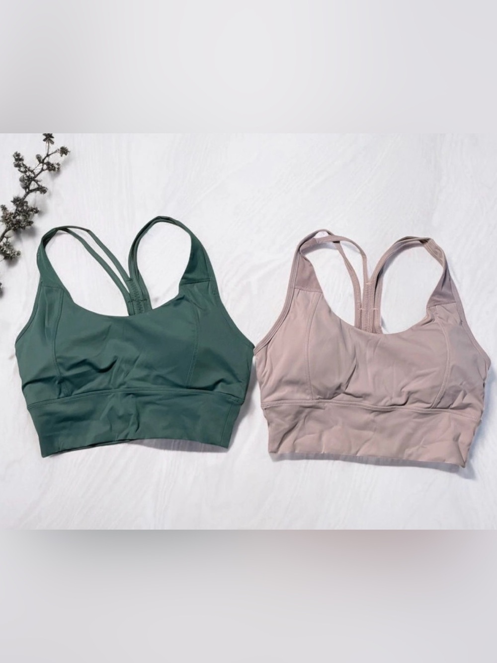 Supportive Racerback Sports Bra in Green and Taupe